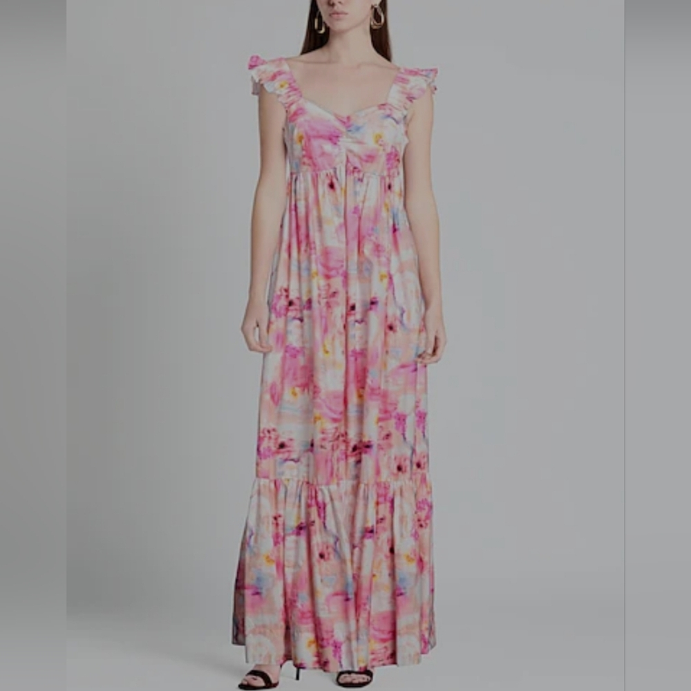 TWINSET Milano Actitude Maxi Dress | M Watercolor Floral Cotton Cottagecore